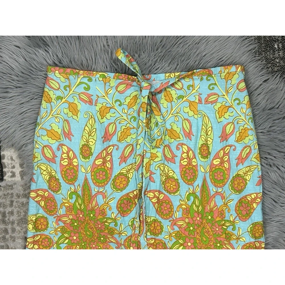 Zara Women's Midi Bohemian 1960's Floral Paisley Turquoise Skirt‎ Size XXL